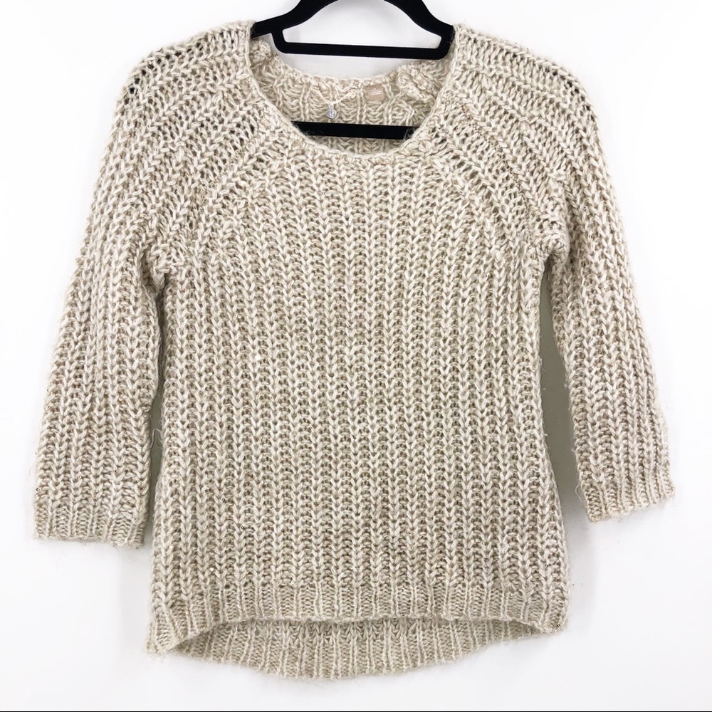 β
β ANTHROPOLOGIE CREAM KNITTED AND KNOTTED CREW NECK SWEATER SIZE X-SMALL